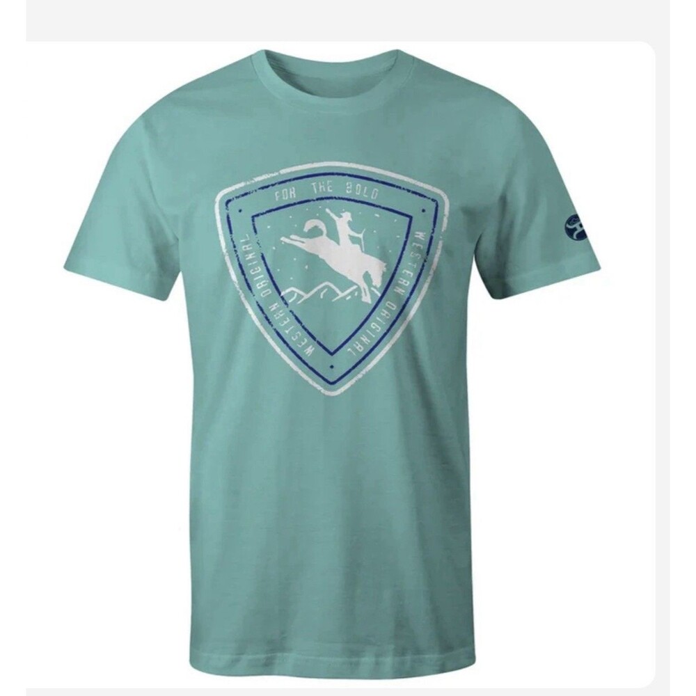Hooey Men's Turquoise Graphic Short Sleeve T-Shirt SUMMIT Bronc Riding XXL NWT